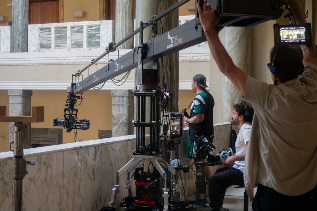 FoMaSystems FoMa Antares Remote Head on set with 6m crane in munich with Christopher Aoun