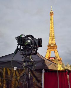 FoMa Antares remote camera head by FoMaSystems on set at Christina Aguilera’s “Christmas in Paris” concert, capturing live performance in Paris.