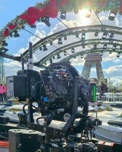 FoMa Antares remote camera head by FoMaSystems on set at Christina Aguilera’s “Christmas in Paris” concert, capturing live performance in Paris.