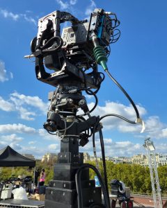 FoMa Antares remote camera head by FoMaSystems on set at Christina Aguilera’s “Christmas in Paris” concert, capturing live performance in Paris.