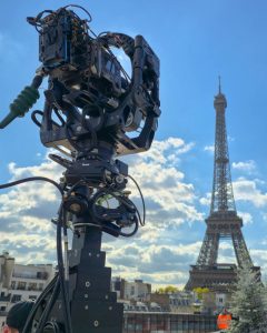 FoMa Antares remote camera head by FoMaSystems on set at Christina Aguilera’s “Christmas in Paris” concert, capturing live performance in Paris.