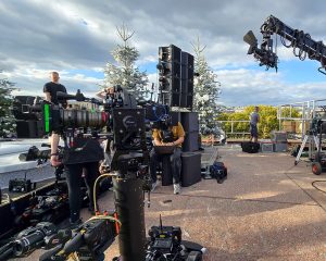FoMa Antares remote camera head by FoMaSystems on set at Christina Aguilera’s “Christmas in Paris” concert, capturing live performance in Paris.