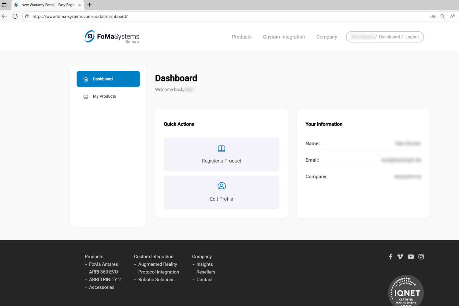 FoMaSystems-Warranty-Portal-Login