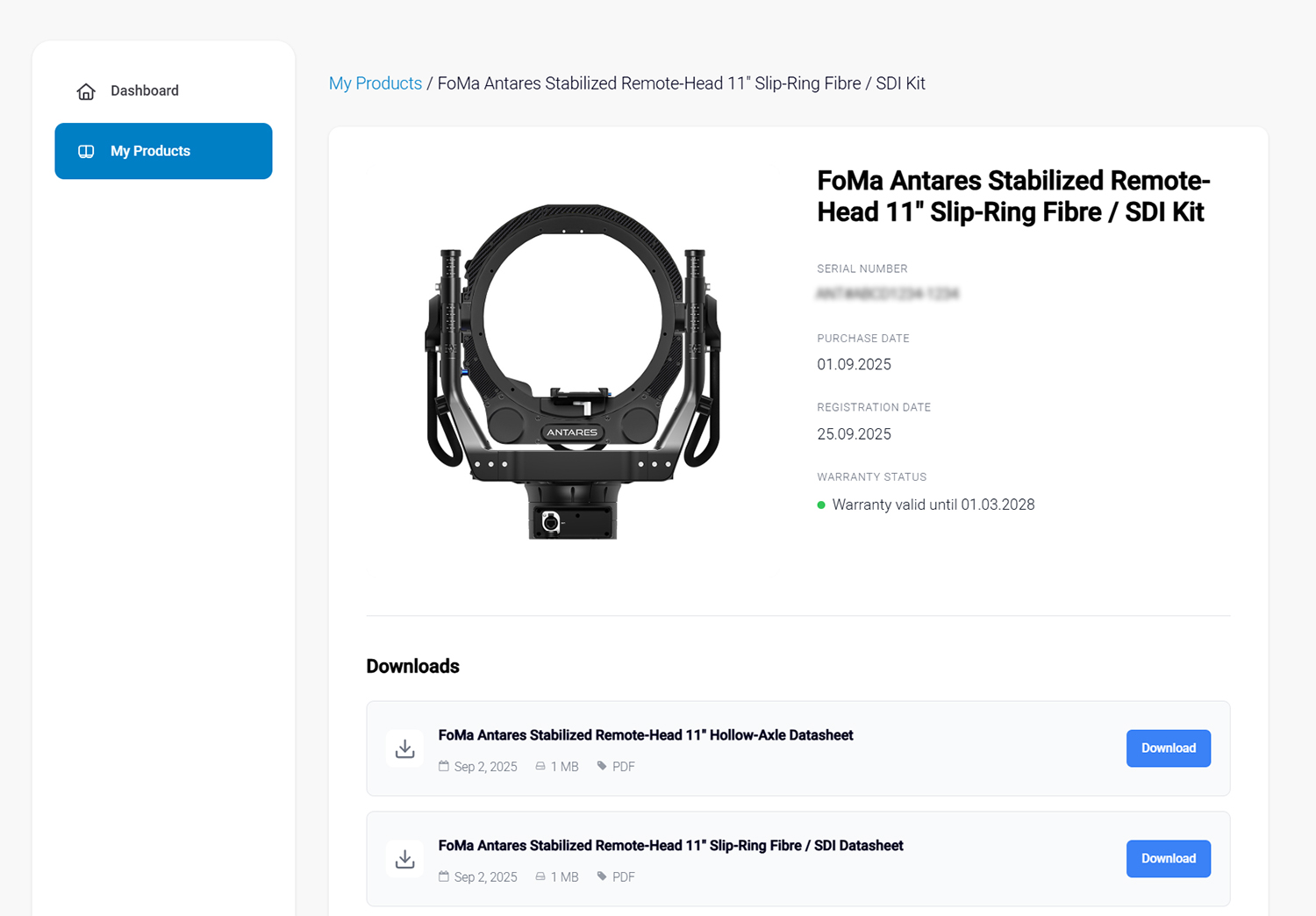 FoMaSystems-warranty-portal-products-overview-foma-antares-stabilized-remote-head